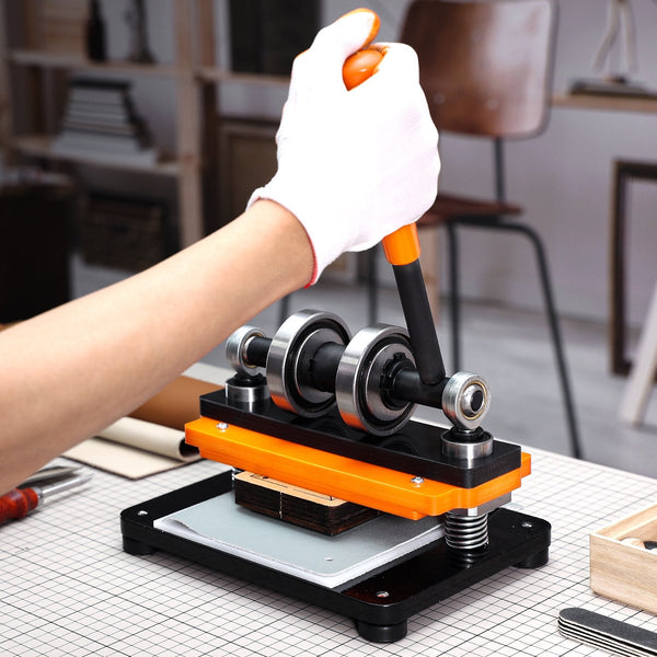 Leather Cutting Machine 7.1 X 3.9 In Embossing Plate Manual Die Cutter 0.47 Pressure Stroke Dual Guide Shafts For Various Of Materials Other Leather T
