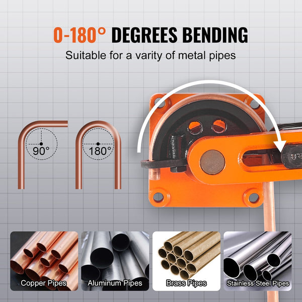 Pipe Tube Bender 3/8" To 1" Od Manual With 7 Bending Dies 180A Copper Aluminum Pipes Tools For Hvac Air Conditioning Refrigerator Auto Repair Other Pi