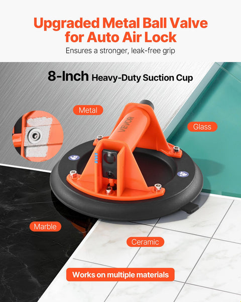 Vacuum Suction Cup 203 Mm Glass Lifter With Abs Handle 180 Kg Max Lifting Capacity Tile Tool Carrying Case For Large Granite Drywall Windows Pack Cran