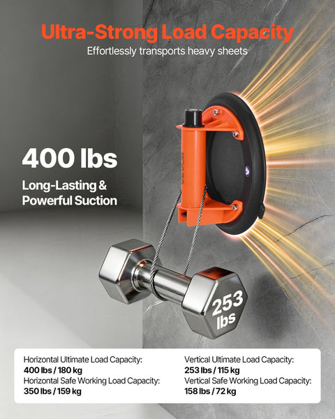 Vacuum Suction Cup 203 Mm Glass Lifter With Abs Handle 180 Kg Max Lifting Capacity Tile Tool Carrying Case For Large Granite Drywall Windows Pack Cran