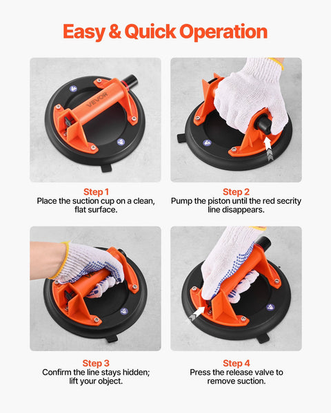 Vacuum Suction Cup 203 Mm Glass Lifter With Abs Handle 180 Kg Max Lifting Capacity Tile Tool Carrying Case For Large Granite Drywall Windows Pack Cran