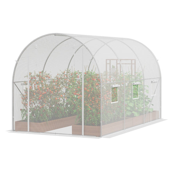 Walk In Tunnel Greenhouse 9.58X6.43X6.23Ft Galvanized Frame Pe Cover White Greenhouses