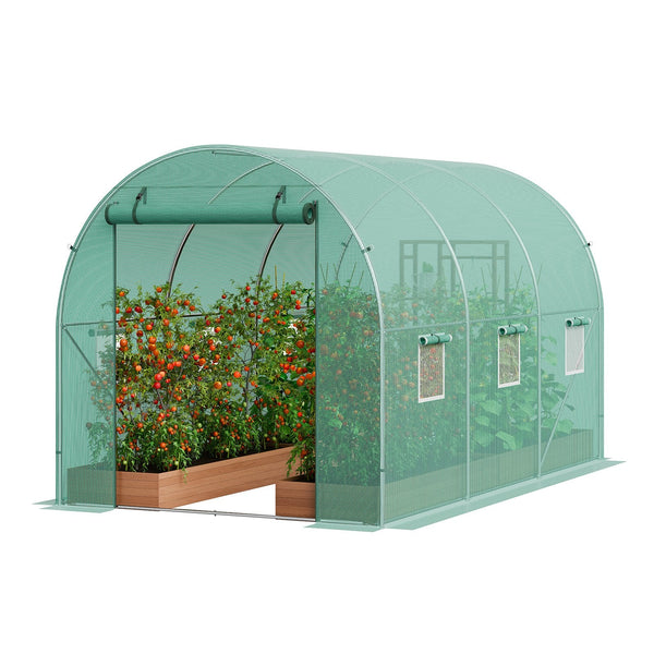 Walk In Tunnel Greenhouse 14.6X6.36X6.3Ft Galvanized Frame Pe Cover Greenhouses