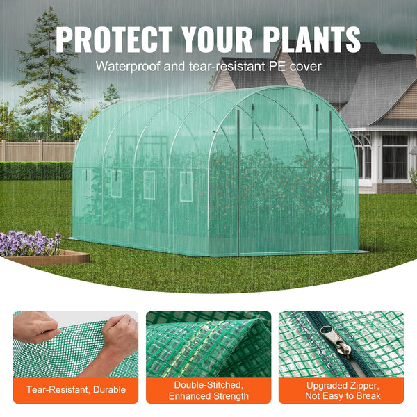 Walk In Tunnel Greenhouse 14.6X6.36X6.3Ft Galvanized Frame Pe Cover Greenhouses
