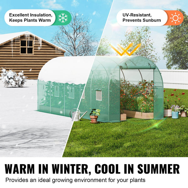 Walk In Tunnel Greenhouse 14.6X6.36X6.3Ft Galvanized Frame Pe Cover Greenhouses