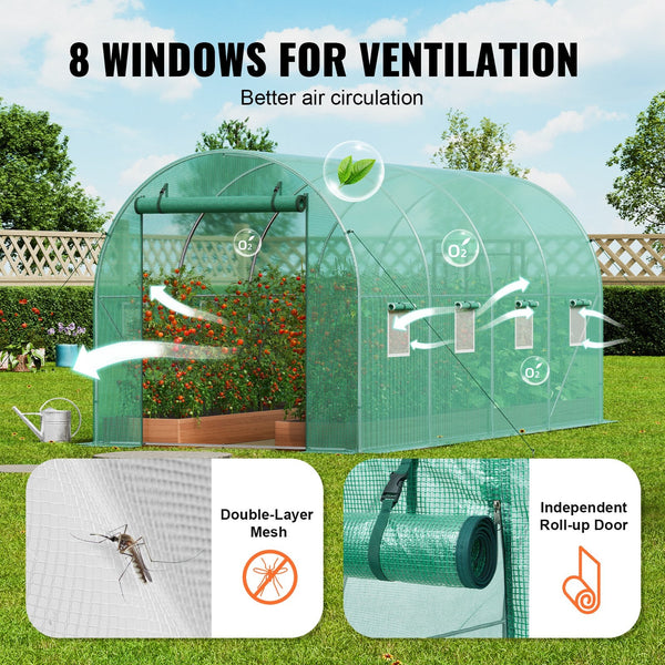 Walk In Tunnel Greenhouse 14.6X6.36X6.3Ft Galvanized Frame Pe Cover Greenhouses
