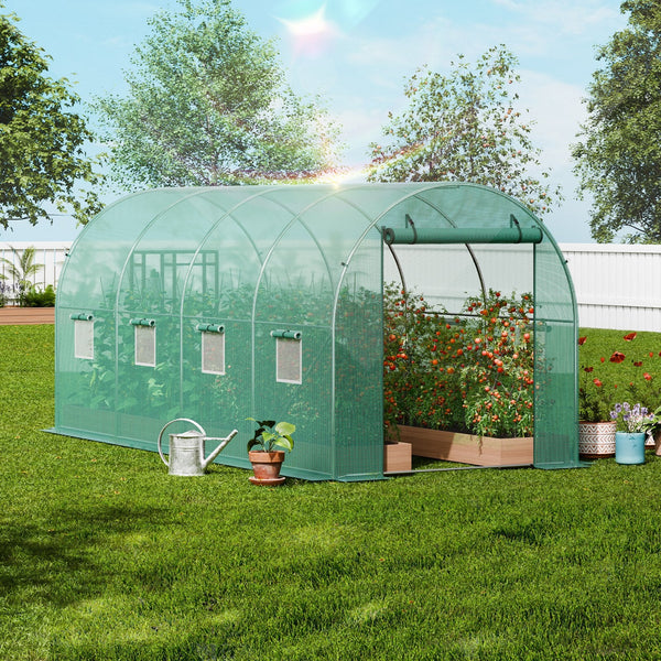 Walk In Tunnel Greenhouse 14.6X6.36X6.3Ft Galvanized Frame Pe Cover Greenhouses