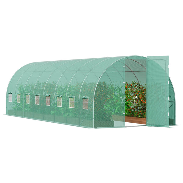 Walk In Tunnel Greenhouse 27.38X9.5X7.38Ft Galvanized Frame Pe Cover Greenhouses
