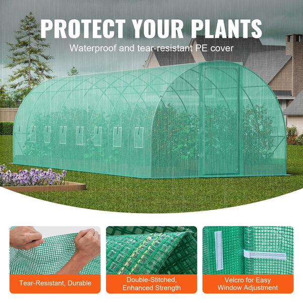 Walk In Tunnel Greenhouse 27.38X9.5X7.38Ft Galvanized Frame Pe Cover Greenhouses