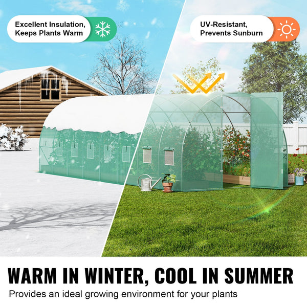 Walk In Tunnel Greenhouse 27.38X9.5X7.38Ft Galvanized Frame Pe Cover Greenhouses