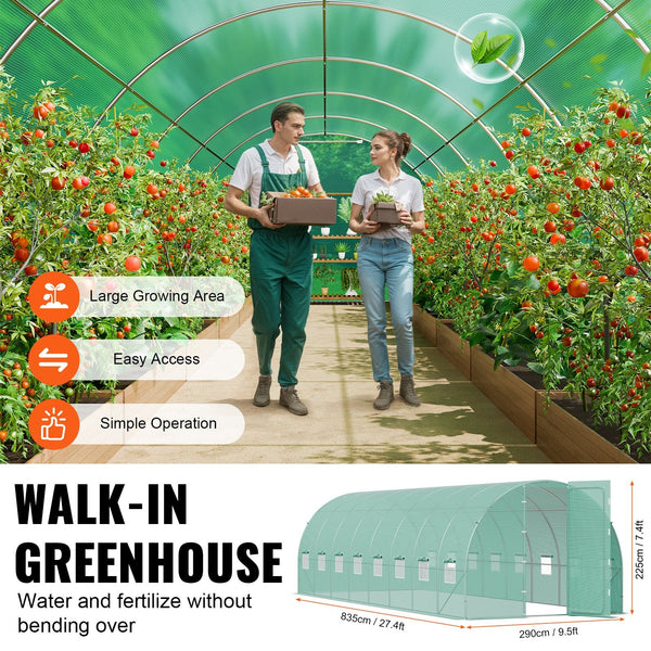 Walk In Tunnel Greenhouse 27.38X9.5X7.38Ft Galvanized Frame Pe Cover Greenhouses