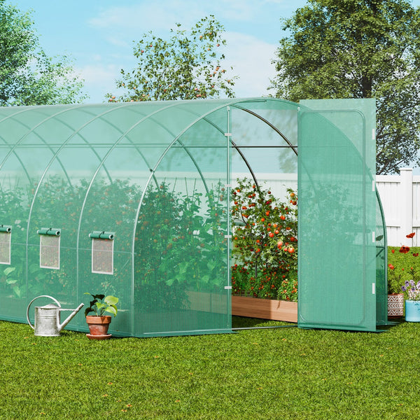 Walk In Tunnel Greenhouse 27.38X9.5X7.38Ft Galvanized Frame Pe Cover Greenhouses