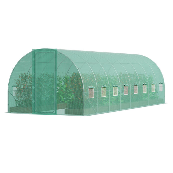Walk In Tunnel Greenhouse 27.38X9.5X7.38Ft Galvanized Frame Pe Cover Greenhouses