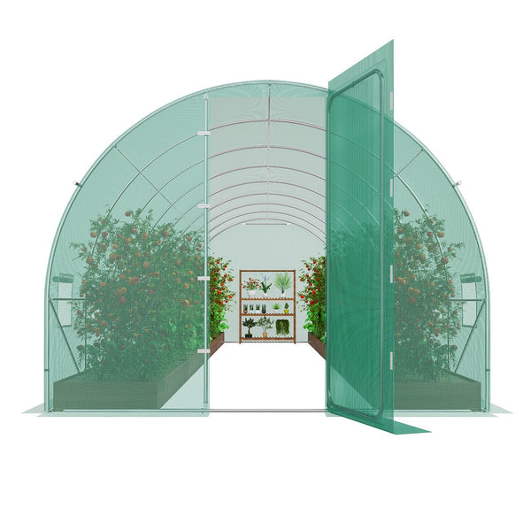 Walk In Tunnel Greenhouse 27.38X9.5X7.38Ft Galvanized Frame Pe Cover Greenhouses