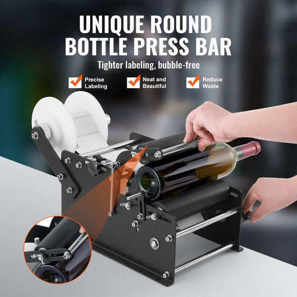 Vevor Manual Round Labeling Machine 15 20Pcs/Min Bottle Applicator For Bottles Adjustable Labeler Suitable Diameter 120 Mm (With Pressing Bar) Label P