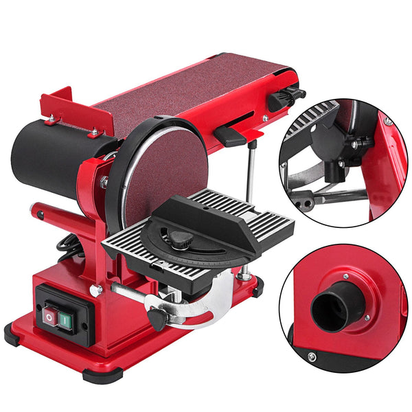 Vevor Belt Sander 4" X 36" Disc Combo Electric Adjustable Bench 375W Grinder Sanding Machine With Rubber Foot Pad Red Sanders