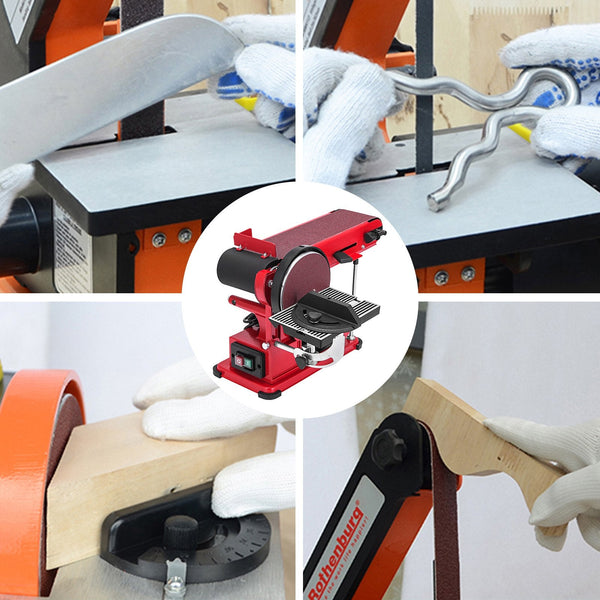 Vevor Belt Sander 4" X 36" Disc Combo Electric Adjustable Bench 375W Grinder Sanding Machine With Rubber Foot Pad Red Sanders