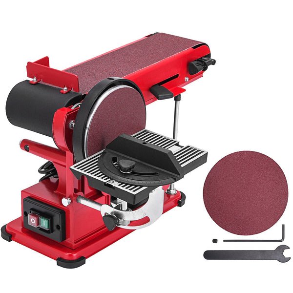 Vevor Belt Sander 4" X 36" Disc Combo Electric Adjustable Bench 375W Grinder Sanding Machine With Rubber Foot Pad Red Sanders