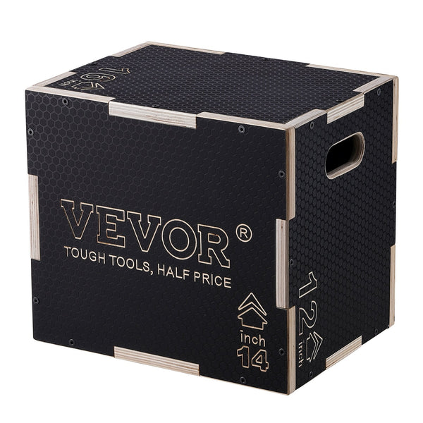 Vevor 3 In 1 Plyometric Jump Box 16/14/12 Inch Wooden Platform & Jumping Agility Anti Slip Fitness Exercise Step Up For Home Gym Training Conditioning