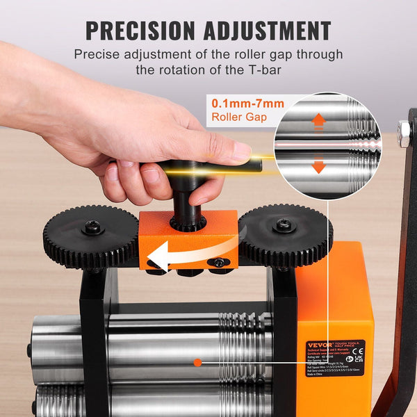 Rolling Mill 3"/76 Mm Jewelry Machine 1: 2 Gear Ratio In Multi Function 0.1 7Mm Press Thickness For Metal Making Sheet Square Wire Semicircle Pattern