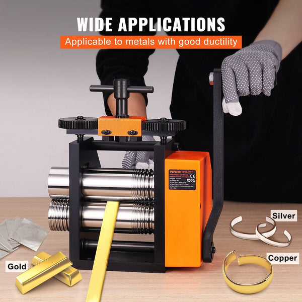 Rolling Mill 3"/76 Mm Jewelry Machine 1: 2 Gear Ratio In Multi Function 0.1 7Mm Press Thickness For Metal Making Sheet Square Wire Semicircle Pattern