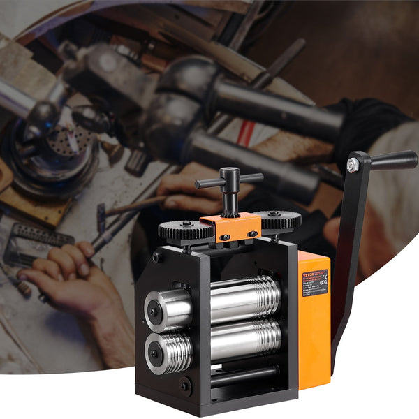 Vevor Rolling Mill 2.95"/75 Mm Jewelry Machine 1: Gear Ratio 3 In 1 Multi Function 0.03 6.5Mm Press Thickness For Metal Making Sheet Square Wire Semic