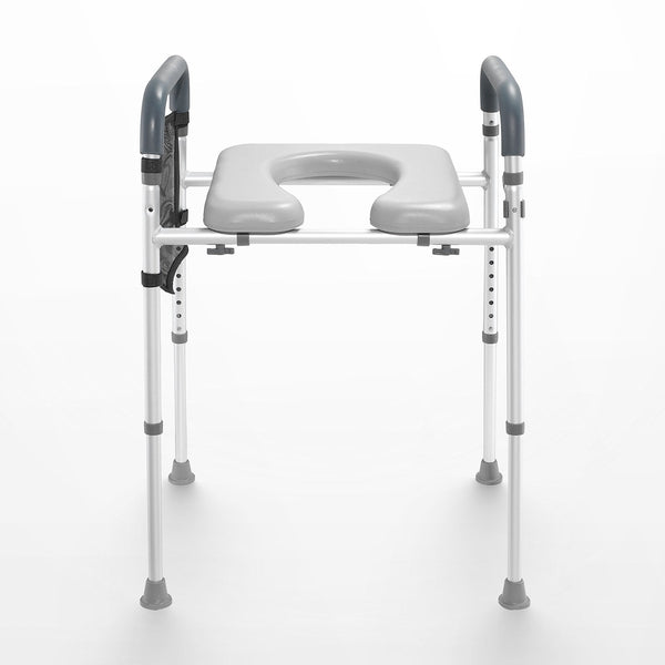 Vevor Raised Toilet Seat 7 Position Height Adjustment 655 805 Mm 158.7 Kg Weight Capacity With Comfort Padded Aluminum Frame Universal Riser For Elder