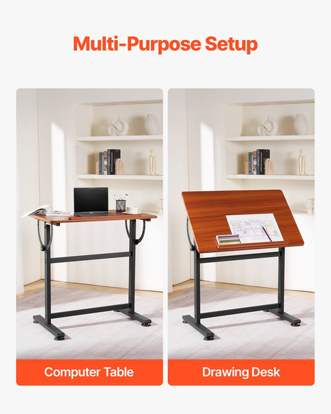 Vevor Drafting Table Adjustable Tilt Wooden Drawing Desk H Frame Drawing Boards & Tables
