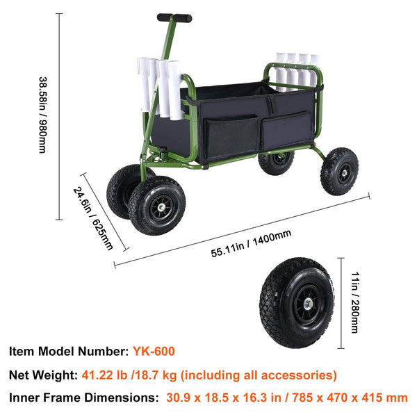 Beach Fishing Cart 136Kg Load Capacity Foldable And Marine With Four 280Mm Big Wheels Rubber Balloon Tires Heavy Duty Steel Pier Wagon Trolley Rod Hol