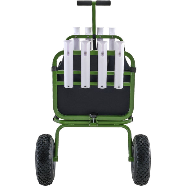 Beach Fishing Cart 136Kg Load Capacity Foldable And Marine With Four 280Mm Big Wheels Rubber Balloon Tires Heavy Duty Steel Pier Wagon Trolley Rod Hol