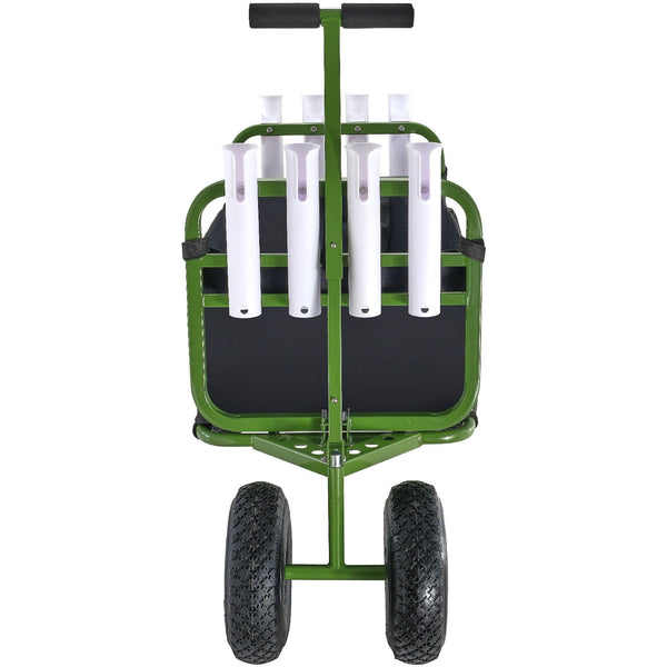 Beach Fishing Cart 136Kg Load Capacity Foldable And Marine With Four 280Mm Big Wheels Rubber Balloon Tires Heavy Duty Steel Pier Wagon Trolley Rod Hol