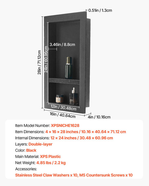 Vevor Shower Niche 40.6 X 71.1 10.2 Cm Recessed Wall Shelf For Bathroom Other Shower & Bath Accessories