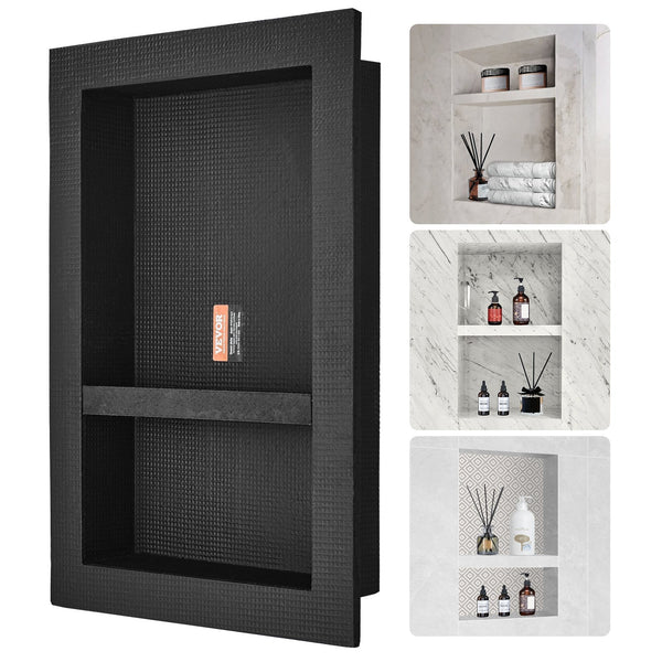 Shower Niche Recessed Wall Organiser Double Shelf Tile Ready Black 16 X 24 Inch Other Shower & Bath Accessories