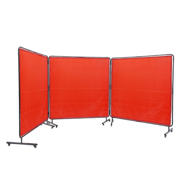Welding Screen With Frame 6' X 3 Panel Curtain Screens Flame Resistant Vinyl Protection On 12 Swivel Wheels (6 Lockable) Moveable & Professional For W