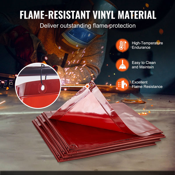 Welding Screen With Frame 6' X 3 Panel Curtain Screens Flame Resistant Vinyl Protection On 12 Swivel Wheels (6 Lockable) Moveable & Professional For W