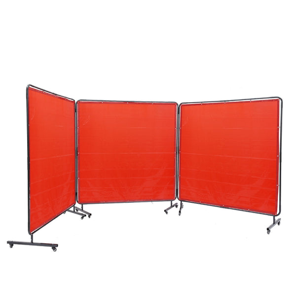 Welding Screen With Frame 6' X 3 Panel Curtain Screens Flame Resistant Vinyl Protection On 12 Swivel Wheels (6 Lockable) Moveable & Professional For W