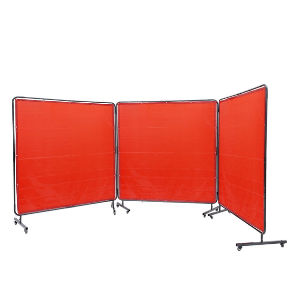 Welding Screen With Frame 6' X 3 Panel Curtain Screens Flame Resistant Vinyl Protection On 12 Swivel Wheels (6 Lockable) Moveable & Professional For W