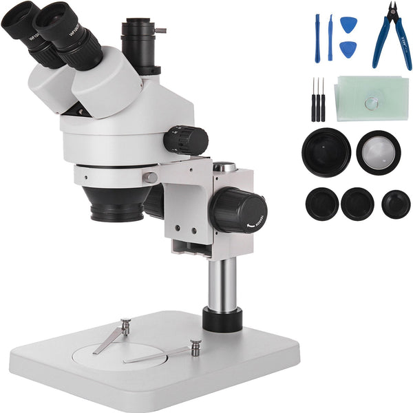 3.5X 90X Trinocular Stereo Microscope With Pillar Stand Biological Reliable Lab Microscopes