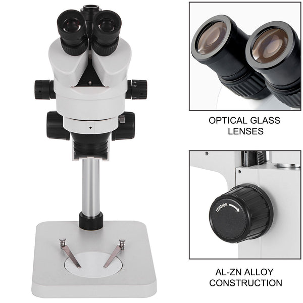 3.5X 90X Trinocular Stereo Microscope With Pillar Stand Biological Reliable Lab Microscopes