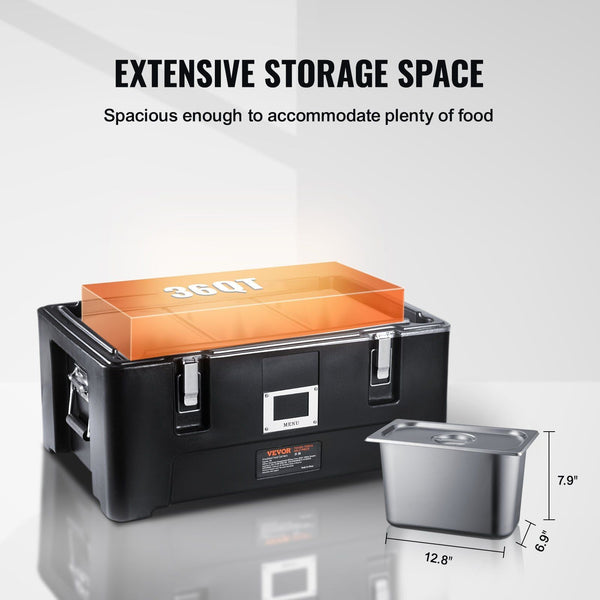 Insulated Food Pan Carrier 36Qt Capacity Stackable Catering Hot Box With Stainless Steel Pans Top Load Lldpe Warmer Elastic Side Handles And Buckles F