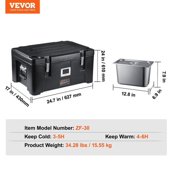 Insulated Food Pan Carrier 36Qt Capacity Stackable Catering Hot Box With Stainless Steel Pans Top Load Lldpe Warmer Elastic Side Handles And Buckles F