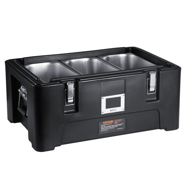 Insulated Food Pan Carrier 36Qt Capacity Stackable Catering Hot Box With Stainless Steel Pans Top Load Lldpe Warmer Elastic Side Handles And Buckles F
