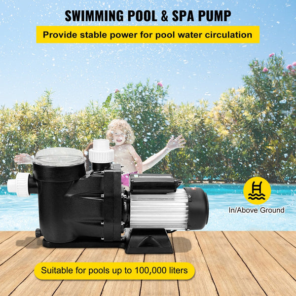 Swimming Pool Filter Pump 2.5Hp 1850W 148Gpm Single Speed For Spa Water Circulation Above Ground Apply Bathtub Pool Pumps