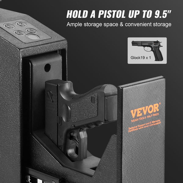 Vevor Mounted Gun Safe For Pistols Biometric 3 Access Ways 1 Key Safes Boxes & Hideaways