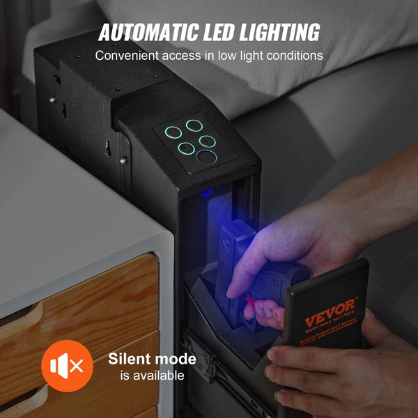 Vevor Mounted Gun Safe For Pistols Biometric 3 Access Ways 1 Key Safes Boxes & Hideaways