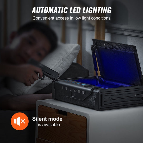 Vevor Gun Safe For Pistols Biometric With 3 Access Ways 2 Key Safes Boxes & Hideaways