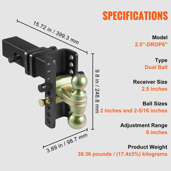 Trailer Hitch 6.35Cm Receiver 15Cm Drop 11.43Cm Rise Tow Ball Trailer Parts