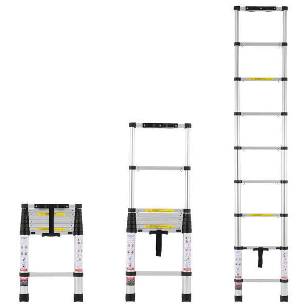 Vevor Telescoping Extension Ladder 8.5Ft One Button Retraction 375 Lbs Capacity Folding & Step Ladders