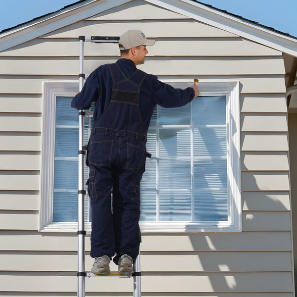 Vevor Telescoping Extension Ladder 8.5Ft One Button Retraction 375 Lbs Capacity Folding & Step Ladders