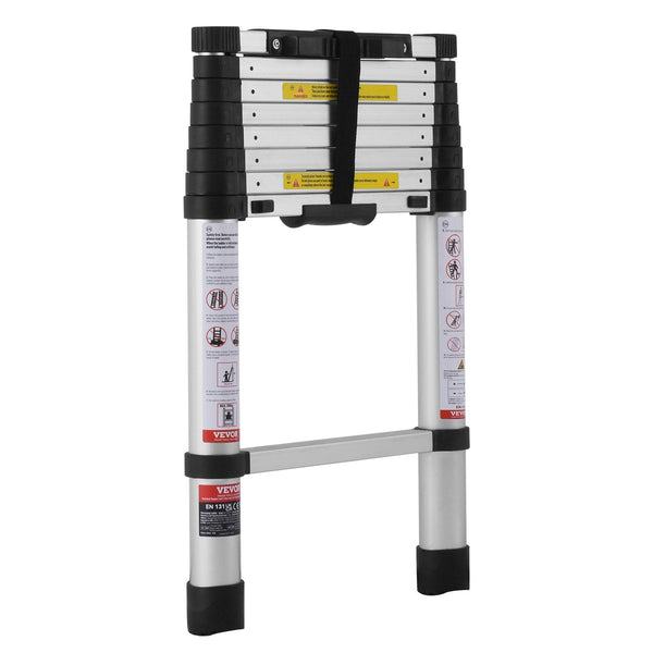 Vevor Telescoping Extension Ladder 8.5Ft One Button Retraction 375 Lbs Capacity Folding & Step Ladders